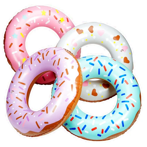 Playbees Sprinkle Donut Pool Floats - 4 Pack - 20 Inch - Inflatable Floaties for Kids - Fun Summer Water Toy for Pool Parties and Decorations