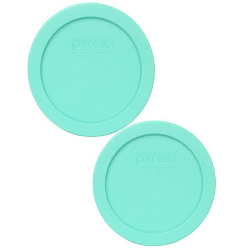 Pyrex 7200-PC Sea Glass Blue Round Plastic Food Storage Lid, Made in the USA - 2 Pack