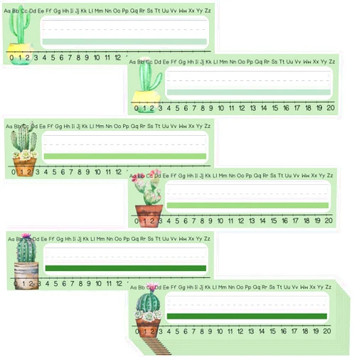 TaoBary 60 Pcs Watercolor Cactus Students Nameplate Classroom Flat Nameplate Name Tag School Classroom Student Desk Teaching Supplies Back to School Decoration, 12 x 4 Inches