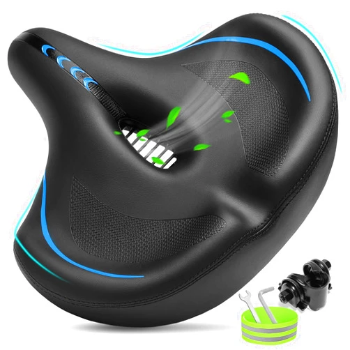 CDYWD Oversized Bike Seat for Men & Women Comfort, Extra Wide Bicycle Seat Cushion, Comfortable Soft Padded, Large Replacement Bike Saddle for Peloton Bike, Stationary Exercise Bike, City Bike, Ebike