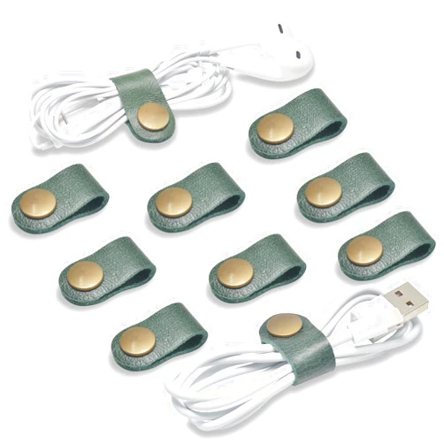 CAILLU Cord Organizer,Cord Keeper,Cable Organizer USB Holder,Cable Management,Cable Straps,Earbud case,wrap Headset Winder,Phone Earphone Clips Ties (Dark green Cord Organizer)