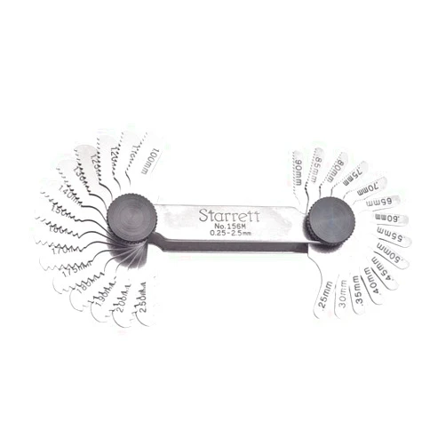 Starrett Steel Screw Pitch Gage with Locking Device - Ideal for Construction Work and Home Improvement - 0.25-2.50mm Range, 28 Number of Leaves - 156M