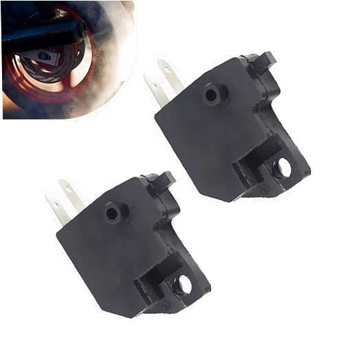 Arwrilt Motorcycle Left & Right Front Brake Light Stop Switch, 2-pin Left and Right Disc Brake Switch, Universal for Motorcycle and Off-Road Vehicles (Black)