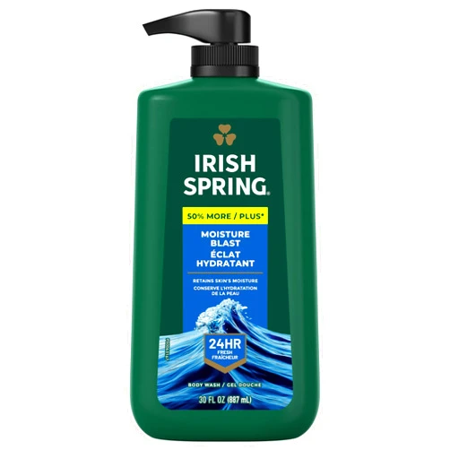 Irish Spring Mens Body Wash, Moisture Blast Body Wash for Men, Feel Fresh All Day, 30 Oz Pump Bottle