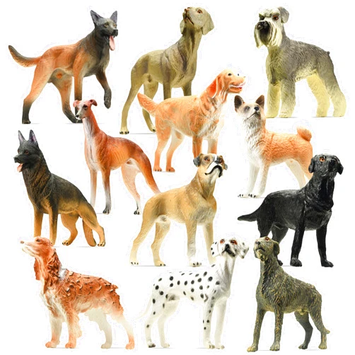 stargo Friendly Dog Figurines for Kids and Toddlers - Plastic Dogs Set of 12 Realistic Play Figures - Non-Toxic Cake Topper, Farm Animal Figurines, 3.5