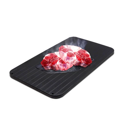 ETZIO Defrosting Tray for Frozen Meat, 14 x 8 inches Extra-Large Thawing Plate with 0.2 inches Extra Thickness, Rapid and Safer Way of Thawing Food, High Conductive Aluminum defrosting Plate