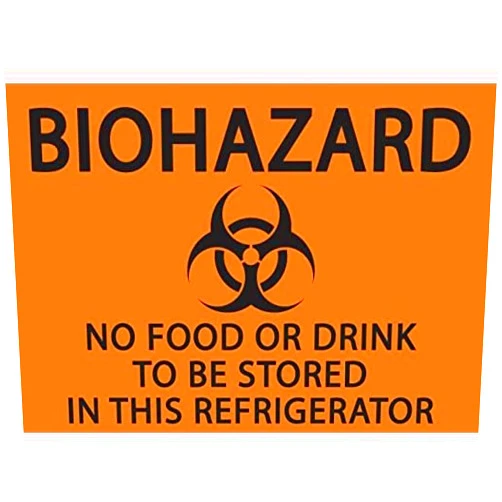 Zing Green Products 1916S Eco Safety Biohazard Sign, No Food or Drink in Refrigerator, 5 x 7 Inch, Black on Orange, 2 Pack