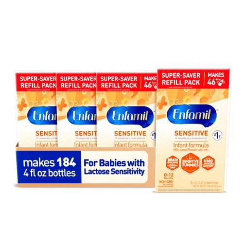 Enfamil Sensitive Baby Formula with DHA, Iron & Prebiotics to help support Brain & Immune Support. Lactose Sensitivity Infant Formula Inspired by Breast Milk, Non-GMO, Powder Refill Box, 117.6 Oz