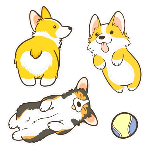 SMJ Designs Corgi Set Sticker Vinyl Waterproof Sticker Decal Car Laptop Wall Window Bumper Sticker 5
