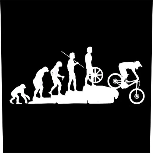 Shineweb Funny Human Evolution MTB Bike Auto Car Sticker 22.8cm Personalized Decal Vinyl Sticker Car Vehicle Reflective Sticker Decoration- White