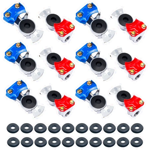 CheeMuii Glad Hands Set 20 pcs Glad Hand Seals Universal Gladhand Aluminum Emergency Air Hose Brake Coupling Service Handshake Set for Truck Semi Trailer RVs 6 pcs Red 6pcs Blue