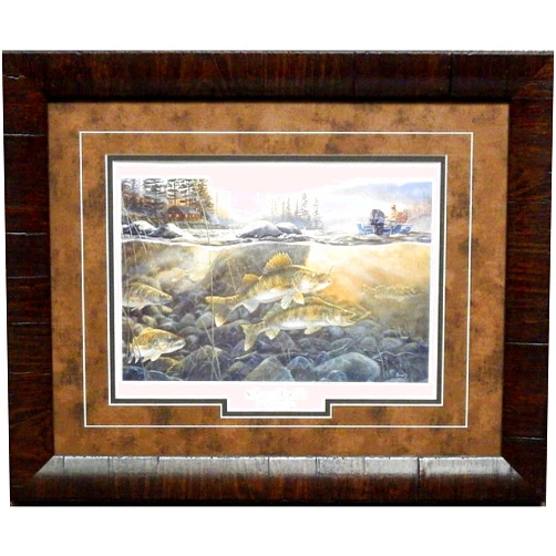 Peck and Gartner Walleyes on the Rocks Framed Art Print 21 x 17, Ready to Hang
