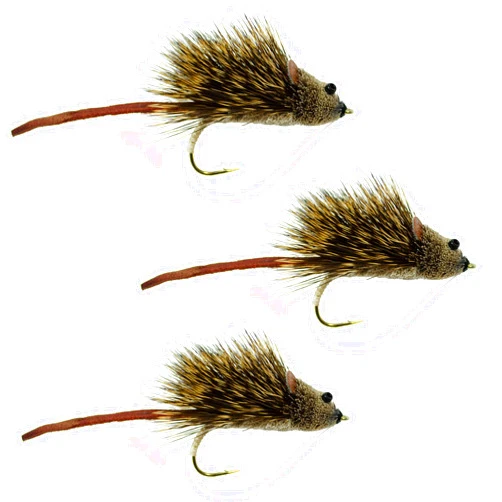 The Fly Fishing Place Scruffy Rat Deer Hair Bass Bugs - Fly Fishing Popper Flies - Set of 3 Flies Hook Size 4