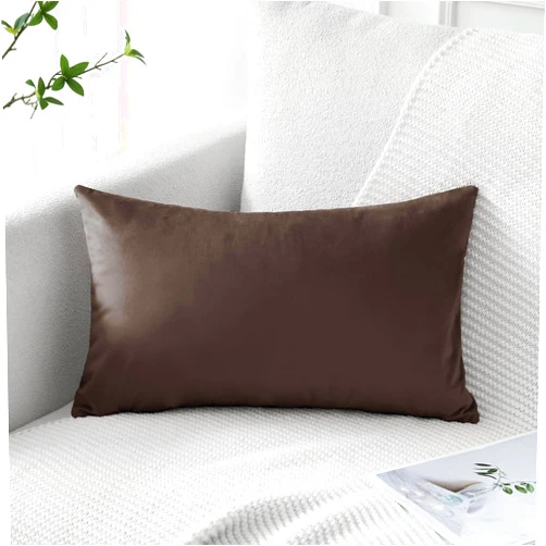 Artscope Luxury Velvet Pillow Covers Decorative Rectangle Pillowcases Soft Solid Cushion Cases for Couch Sofa Bedroom Car Decor 16x24 Inch Chocolate Brown
