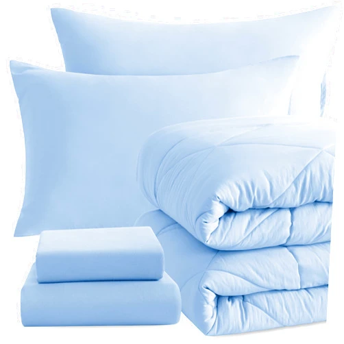 NTBAY Twin Comforter Set with Sheets, 5 Pieces Soft and Breathable Twin Bedding Set, Twin Bed in a Bag, Down Alternative Comforter Set Solid Color All Season, Kids Bedding Set, Aqua
