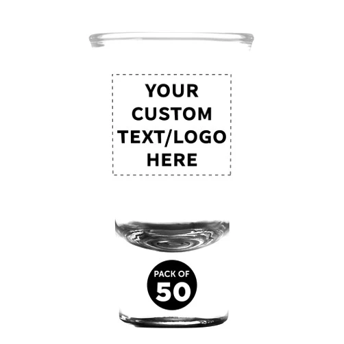 DISCOUNT PROMOS Custom 2 oz. Lord Shooter Etched Shot Glasses, 50 pack, Personalized Text, Logo, 21st Birthday Party, Lounge Glassware, Black