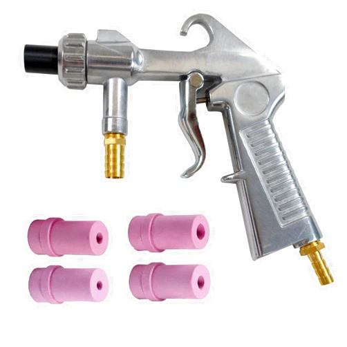 TOOGOND Sand Blaster Gun,Sandblasting Sandblaster Gun Kit for Sandblast Blast Cabinet with Ceramic Nozzles，Abrasive Sand Blasting Gun Air Compressor, 4Pcs Ceramic Nozzles Extra Iron Nozzle Tip Set