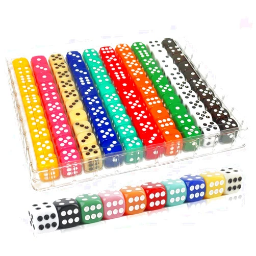 SLSESIN 100 Pieces 16MM Dice Set, 6 Sided Standard Colored Dices with Portable Plastic Box, Opaque 10 Colors Games Dice for Board Games, Parties, Classroom Math Bulk Dice