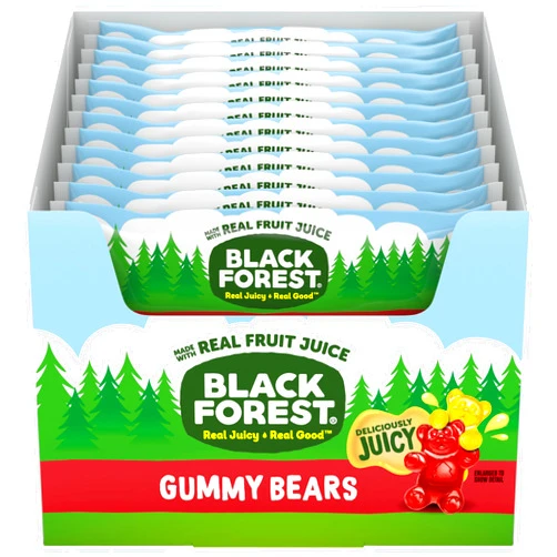 Black Forest Gummy Bears Candy, Made With Real Fruit Juice 3 Ounce Pouches (Pack of 12)