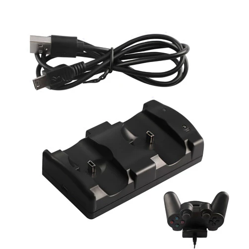 Xahpower Controller Charger Station for PS3, Charging Dock for Sony PlayStation 3 Original Wireless Dual Controller and Move with LED Light Indicator and Charging Cable