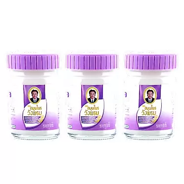 Wang Prom Lemongrass Scented Purple Herbal Balm 50g (Pack of 3) Purple, Cool Balm