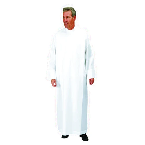 Autom Front Wrap ALB - 65% Poly/35% Cotton with Lining on The Yoke, Size - LG White