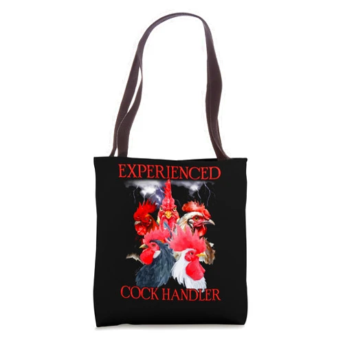 CharlIan Minds - Chicken Lover Funny Animal Saying Experienced Cock Handler Funny Animal Saying Tote Bag