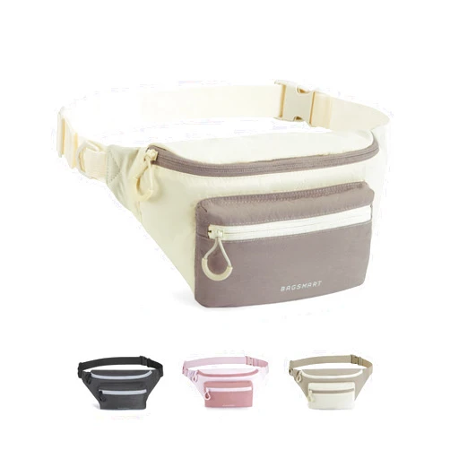 BAGSMART Fanny Packs for Women Men Crossbody Waist Bag with Adjustable Strap Belt Bag for Running Sport Travel Hiking, Beige