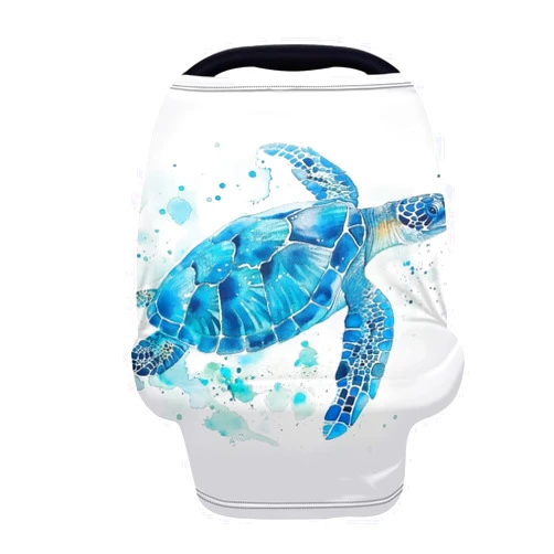Forchrinse Blue Sea Turtle Print Nursing Cover Breastfeeding Scarf Soft Car Seat Cover for Babies Infant Carseat Canopy Multi-Use Cover Stroller Cover