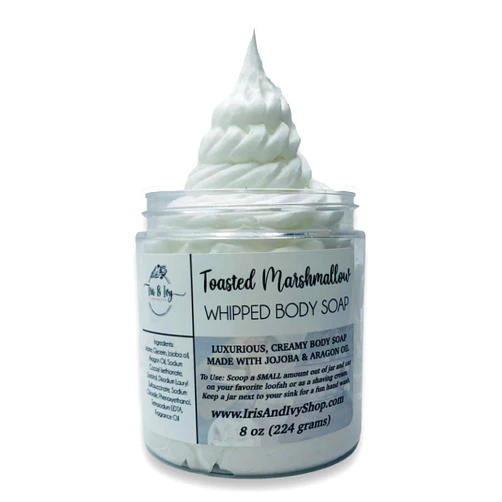 Oh Baby! Stickers & More Toasted Marshmallow Scented Whipped Body Wash - 8 Ounce Luxurious Body Frosting - Large Foaming Body Wash