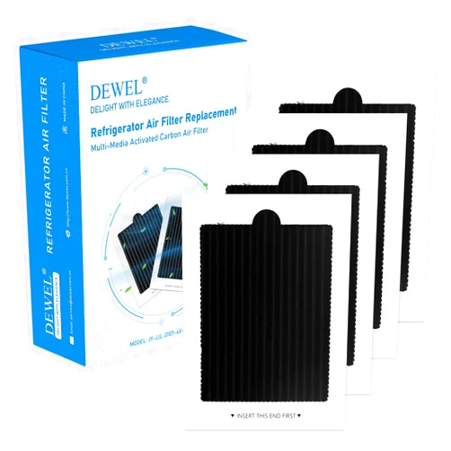 DEWEL Refrigerator Air Filter Replacement 4 Pack, Carbon Activated Air Filter Compatible with Frigidaire Pure Air Ultra & Electrolux EAFCBF, PAULTRA, SCPUREAIR2PK, RAF1150, 242047801, 242047804, 242061001