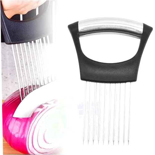 ZiTour Stainless Steel Onion Slice Holder, Multifunctional Fruit Egg Slicer Onion Pin Slicer Loose Meat Pin, Premium Slice Fixing Artifact Onion Insert Onion Chopper Kitchen Gadgets (1PCS)