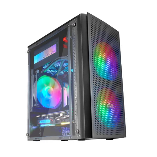 Mars Gaming MARSGAMING MC300 Black, Micro ATX PC Case, Tempered Glass, Front MESH, 3xFRGB Fans