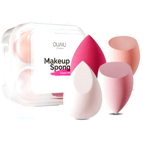 DUAIU 4 Pcs Makeup Sponge Set Blender Beauty Foundation Blending Sponge, Flawless for Liquid, Cream, and Powder, Multi-colored Makeup Sponges with Storage Box