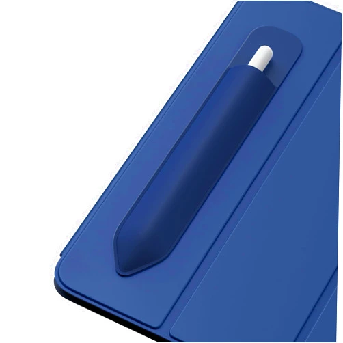 TiMOVO Pencil Holder Compatible with Apple Pencil Pro/Apple Pencil (USB-C)/Apple Pencil (1st & 2nd Gen), Elastic Pencil Pouch Adhesive Pen Sleeve Attached to iPad Case for Stylus, Indigo
