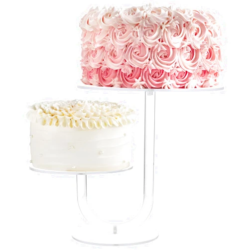 Boxalls Cake Stand 2 Tier - Stylish Clear Cake Tree Acrylic Cupcake Tower for Weddings, Birthdays, Anniversaries, Baby Showers, Parties Décor - 2 Cake Trays with 8 and 6 inch diameters