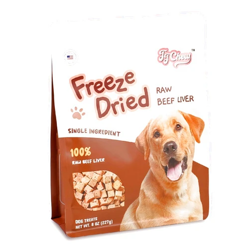 JJ Chew Freeze Dried Raw Beef Liver, Grain Free Single Ingredient Treat Or Meal Mixer for Small & Large Breeds, Dog Treat 8 oz