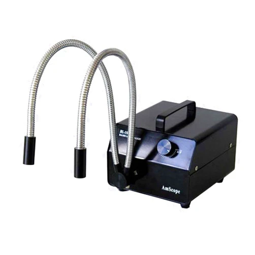 AmScope HL150-BY 150w Dual Gooseneck Fiber Optic Microscope Illuminator
