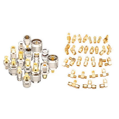 YOTENKO 16 Type Set RF Coaxial FPV Connector Kit SMA to BNC UHF F N Type Connectors Kit & SMA Connectors Kit 30 Type SMA RP-SMA Male Female Adapter T-Type 90° 45° Straight SMA Adapter Goldplated Brass