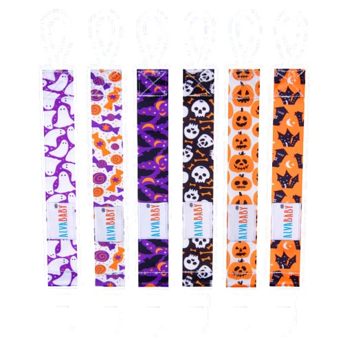 ALVABABY Baby Pacifier Clips for Boys Girls Halloween Pacifier Universal Holder Leash Pacifier Clip Binky Holder for Teether Toys Soothie 6 Pack 6DBP05-1