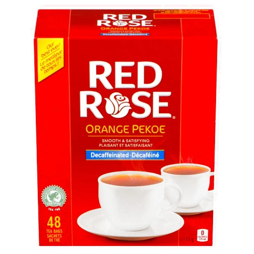 Red Rose Decaffeinated Orange Pekoe Tea 48 bags 115g {Imported from Canada}