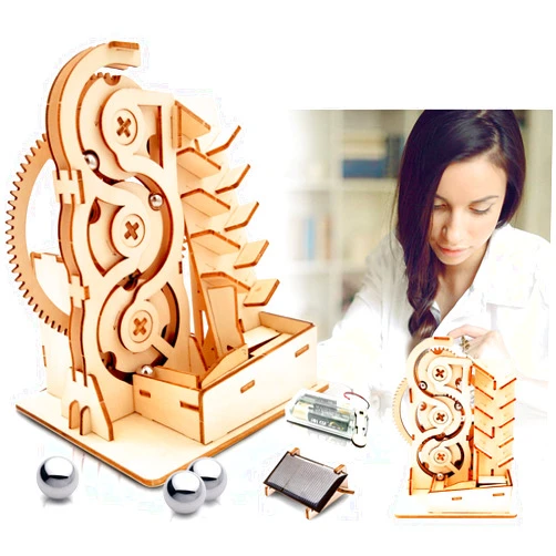 Auryee Solar 3D Wooden Puzzle Marble Run DIY Model Kit Craft Sets Educational Wood Mechanical Building Toys STEM Science Experiments Projects Birthday Gift for Adult Men Kids Age 8 10 12 14＋