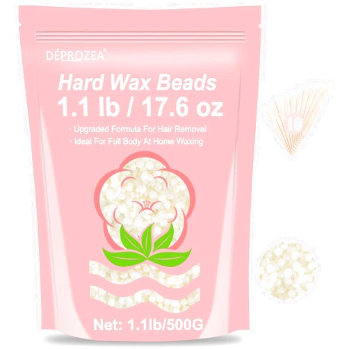 DÉPROZEA Hard Wax Beads - 1.1lb/17.6oz Wax beads for Hair Removal on Sensitive Skin, At-Home Waxing Refill for Brazilian Bikini Line,Body