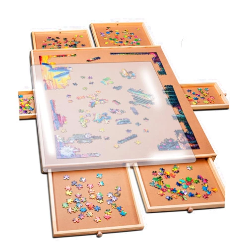 PlayVibe 1500 Piece Puzzle Board with Drawers and Cover - Jigsaw Solve Station - Portable Puzzle Table with Drawers, Tray & Accessories - Raised Edges, Outdoor Fun, Patio & Travel, Easter Gift Idea