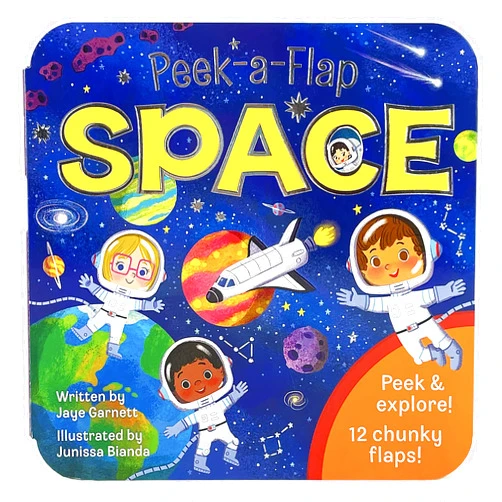 Cottage Door Press,Junissa Bianda Peek-a-Flap Space Children's Lift-a-Flap Board Book - Planets, Solar System, Outer Space, Rockets & More