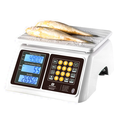 BROMECH Food Scale, Price Computing Scale, IPX7 Waterproof, 66lbs Capacity, White Backlight LCD, Rechargeable Commercial Meat Produce Weight Scale for Farmers Market and Seafood