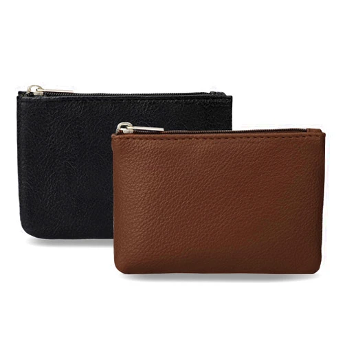 KALIONE 2 Pack Coin Purse, Portable PU Leather Coin Purse with Zipper Coin Purse Mini Change Purse Small Coin Purse for Women Credit Card Folded Bills ID Key Headset Lipstick(Black&Coffee)