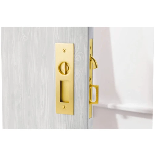 Emtek Pocket Door Mortise - Narrow Modern Rectangular Privacy Function (Flat Black)