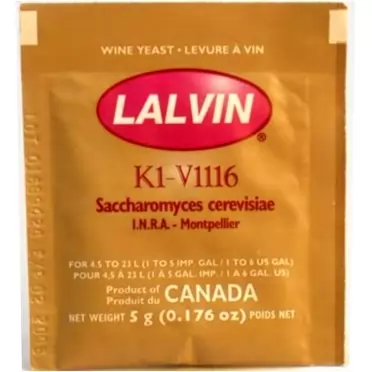 Lalvin K1-V1116 Saccharomyces Cerevisiae 3 (5G Pouches)