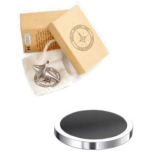 ForeverSpin Titanium Top and Spinning Base Pack - World Famous Spinning Tops